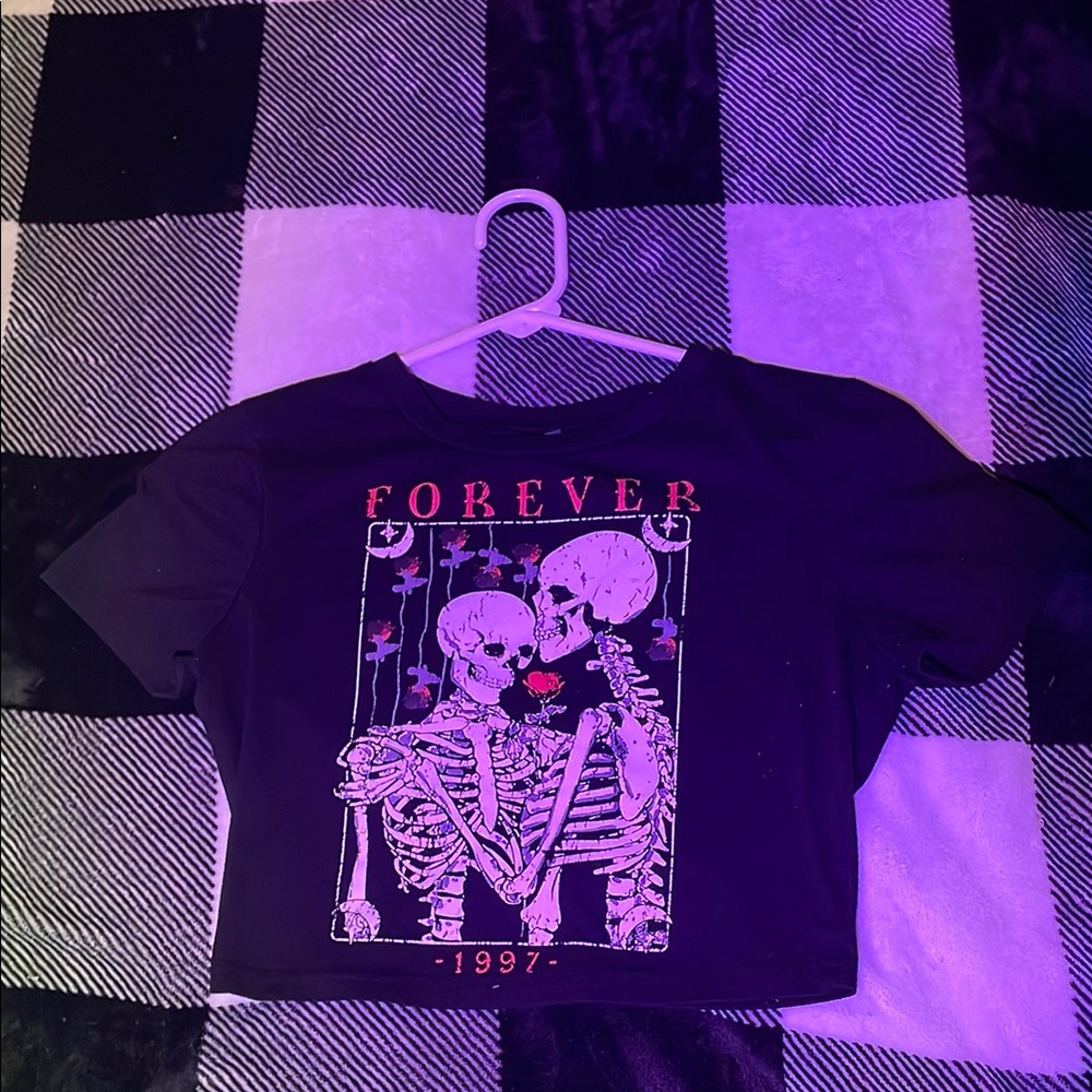 Black Skeleton women’s cropped T-Shirt